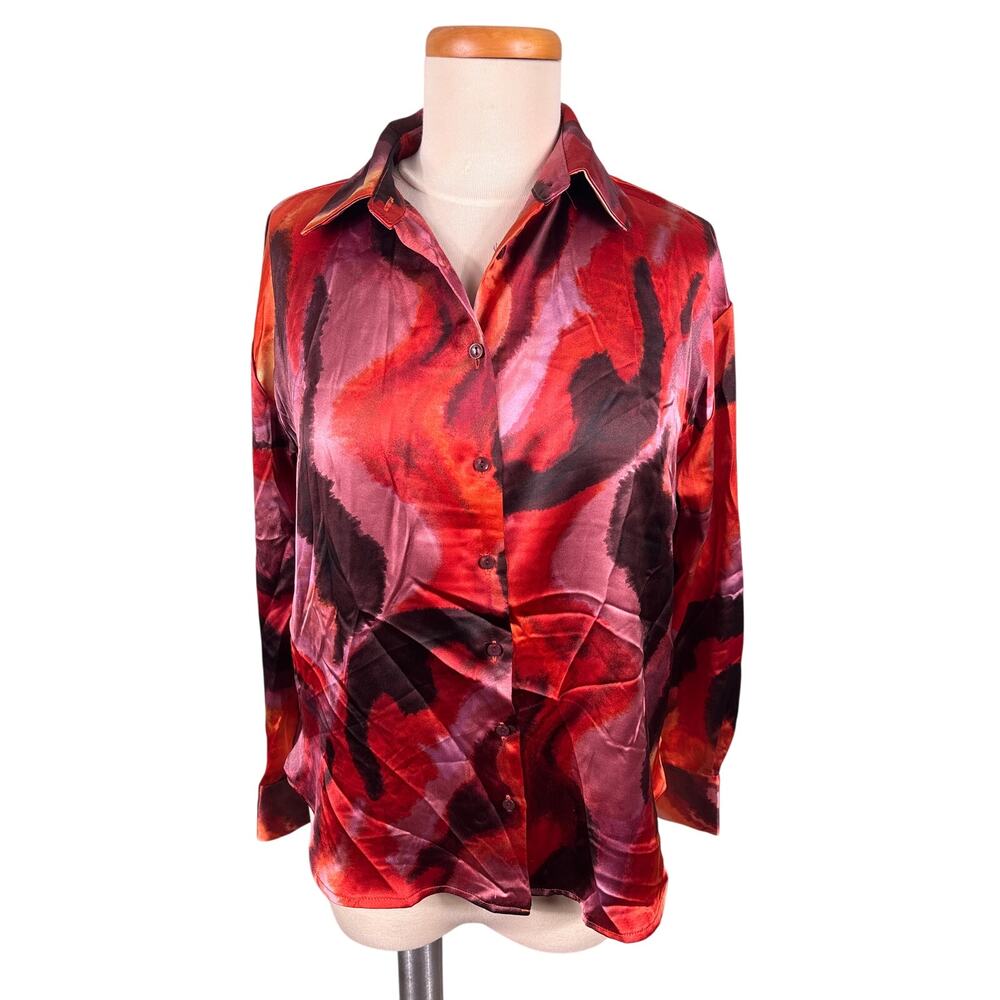 Bailey 44 Women's Size XS Multicolor Groove Pattern‎ Long Sleeve Blouse Shirt